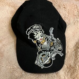 Betty boop Black Cap with Embroidered Cartoon Design